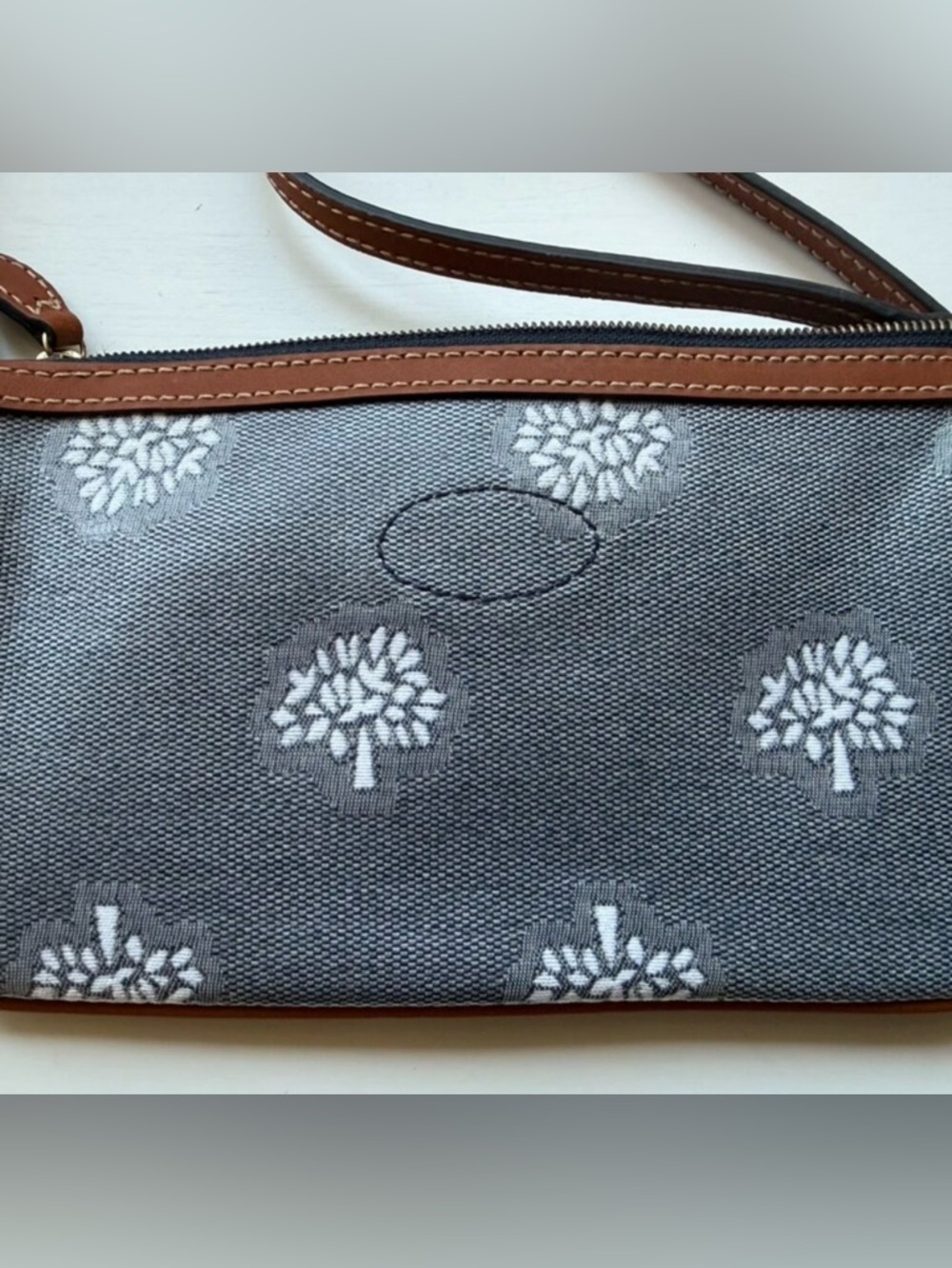Mulberry Gray Canvas and Brown Leather Crossbody Bag with Brass Padlock - Picture 5 of 7